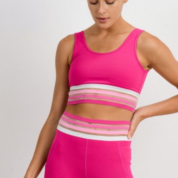 Pink Stripe Sports Bra Athletic - Picture 4 of 4